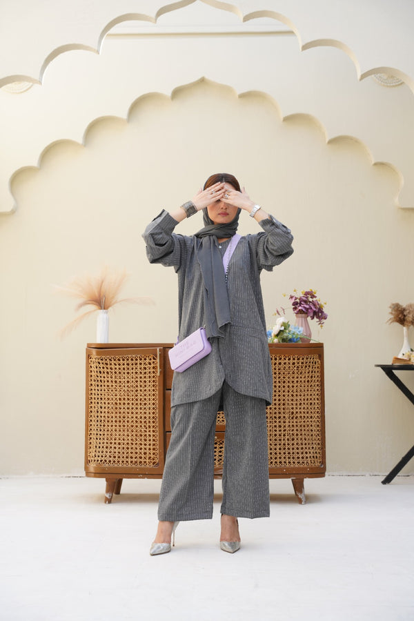 Grey pinstripe co-ord set